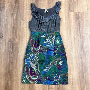 Maeve Multicolor Seaside Fields Silk Casual Dress Sz 0